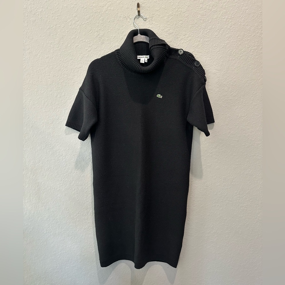 LACOSTE Women Pure Wool Dress, Black, 44 US 8(M) EUC